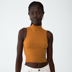 High Neck Cable Knit Sleeveless Tank